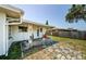 Backyard featuring a covered patio, green lawn, fencing, and the exterior of the home at 1524 Lemon St, Clearwater, FL 33756
