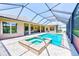 A covered screened-in pool and attached spa provides a relaxing outdoor space at 2250 Mountain Ash Way, New Port Richey, FL 34655