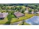 Breathtaking aerial view of home situated on a pond and backing on to a lush wooded area at 4235 Angelica Loop, Wesley Chapel, FL 33543