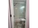 Standard bathroom featuring a white tiled glass-enclosed shower, toilet, and tiled floor at 4275 Bellaire Dr, Hernando Beach, FL 34607