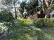 Lush green backyard with privacy fence and mature trees at 825 S Village N Dr # 201, St Petersburg, FL 33716