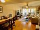 An open concept living room and dining room combo with hardwood floors at 825 S Village N Dr # 201, St Petersburg, FL 33716