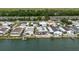 Waterfront homes offer stunning views and private docks on a canal in this aerial community shot at 8444 Fantasia Park Way, Riverview, FL 33578