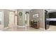 Entryway with neutral colors, tile floors, and decorative furniture at 8628 Eagle Brook Dr, Land O Lakes, FL 34638