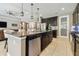 Kitchen island features a stainless steel dishwasher, dark cabinetry and granite countertops at 8628 Eagle Brook Dr, Land O Lakes, FL 34638