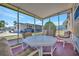 Relaxing screened porch features comfortable seating and beautiful outdoor views at 104 Saint Kitts Way, Apollo Beach, FL 33572