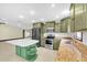 Modern kitchen featuring stainless steel appliances and green cabinetry at 11797 David Ct, Largo, FL 33778