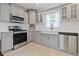 Renovated kitchen features stainless steel appliances, modern countertops, and a farmhouse sink at 2635 13Th N Ave, St Petersburg, FL 33713