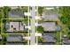 Aerial view of single-Gathering home with backyard screened-in pool, solar panels, and a manicured yard at 27094 Carolina Astor, Wesley Chapel, FL 33544