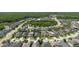 Aerial view of homes in a suburban neighborhood with well-maintained lawns at 27094 Carolina Astor, Wesley Chapel, FL 33544