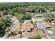 Aerial view showcasing the neighborhood with mature trees and single Gathering homes, illustrating a serene environment at 501 Sportsman Park Dr, Seffner, FL 33584