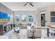 Inviting living room with a modern sectional sofa, sleek furnishings, and lots of natural light at 1134 Starfish Ln, Tarpon Springs, FL 34689