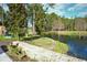 Scenic view of a community pond and lush green landscaping at 11752 Wayside Willow Ct, Hudson, FL 34667