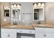 Bathroom featuring dual sinks, granite countertops, and modern fixtures at 2719 Brookville Dr, Valrico, FL 33596