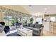 A living room offers access to the kitchen and a screened-in lanai perfect for relaxing and entertaining at 4909 Linsey Ct # 0, Sarasota, FL 34243