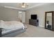 Open main bedroom showcasing a calming color scheme, a large dresser, and soft carpeting at 7927 Hampton Lake Dr, Tampa, FL 33647
