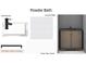 Stylish powder bath design with a modern sink faucet, accent wall, and matte black hardware at 2867 Sunstream Ln, Clearwater, FL 33759