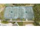 Aerial view of tennis courts surrounded by lush greenery and clear skies at 10525 Lucaya Dr, Tampa, FL 33647