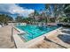 Resort-style swimming pool featuring clear blue water, stone deck, and beautiful landscaping at 2042 Diamond Ct, Oldsmar, FL 34677
