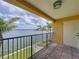 Enjoy the water view from this private balcony with ceiling light at 2675 St Josephs E Dr # C, Dunedin, FL 34698