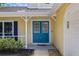 Close-up of a vibrant blue double front door with white trim at 305 Bryan Oak Ave, Brandon, FL 33511
