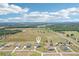 Aerial view shows the property, neighboring houses and the green surroundings of this Gathering-friendly community at 32860 Drake Estates Way, Dade City, FL 33525