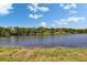 Picturesque lake view surrounded by vibrant green trees and natural vegetation at 4225 Barret Ave, Plant City, FL 33566