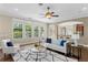Bright living room featuring large windows, comfortable seating, and a stylish rug at 601 Bosphorous Ave, Tampa, FL 33606