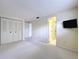 This bedroom has carpet, a closet, a TV, and is attached to the bathroom at 7307 Summerbridge Dr, Tampa, FL 33634