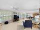 Bright and airy living room with hardwood flooring, a ceiling fan, and large windows at 9110 34 N Way, Pinellas Park, FL 33782