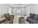 Bright living room featuring hardwood floors, a comfortable blue sofa, and light grey walls at 1046 Yale N St, St Petersburg, FL 33713