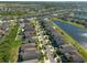 Beautiful aerial shot of a lakeside community featuring manicured lawns and serene water views at 13639 Ashlar Slate Pl, Riverview, FL 33579