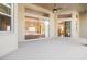 Spacious patio with multiple sliding glass doors offering seamless indoor-outdoor living at 18310 Bankston Pl, Tampa, FL 33647