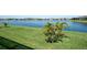 Backyard of home with lush lawn and waterfront views, perfect for outdoor enjoyment and relaxation at 19442 Sea Glass Cir, Land O Lakes, FL 34638