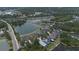Scenic aerial view of homes nestled in a community near peaceful lakes and green landscapes at 20606 Whitewood Way, Tampa, FL 33647