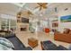Spacious living room with fireplace, skylights, and open floor plan at 2613 59Th S St, Gulfport, FL 33707