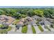 Bird's-eye view of community homes with manicured lawns, lush trees, and serene pond, enhancing the neighborhood charm at 486 Lakeview Dr # 54, Palm Harbor, FL 34683