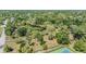 Aerial view featuring walking paths, a scenic pond, and a tennis court amidst the community's lush greenery at 486 Lakeview Dr # 54, Palm Harbor, FL 34683