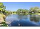 Calm pond reflecting the surrounding trees and sky, offering a peaceful and picturesque setting at 486 Lakeview Dr # 54, Palm Harbor, FL 34683