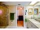 Bathroom with a shower stall, tile flooring, and granite countertops at 10833 96Th N St, Largo, FL 33773