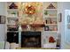 Close-up of a stone fireplace with decorative shelving, adding character and charm to the living space at 10833 96Th N St, Largo, FL 33773