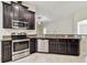 Well-equipped kitchen with stainless steel appliances and dark cabinets at 11506 Mansfield Point Dr, Riverview, FL 33569