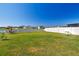 Large, fenced backyard with well-maintained lawn and a view of the neighborhood at 12775 Maple Bonsai Dr, Riverview, FL 33579
