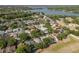 A residential area with homes featuring screened-in pools and lush greenery, situated near a body of water at 1285 Salt Lake Dr, Tarpon Springs, FL 34689