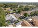 A high-angle view of a house featuring a screened-in patio and a well-manicured lawn at 1285 Salt Lake Dr, Tarpon Springs, FL 34689