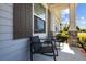 Cozy front porch seating area with stylish chairs, perfect for relaxing and enjoying the outdoors at 15329 Renaissance Ave, Odessa, FL 33556
