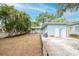 Backyard features tropical landscaping, a blue home and a patio set at 1736 23Rd N Ave, St Petersburg, FL 33710