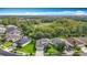 Beautiful aerial view of a home with lush green lawn and mature trees backing up to green space at 2256 Pantucket Dr, Wesley Chapel, FL 33543