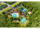 Bird's eye view of community amenities including a pool, tennis courts, and basketball courts at 2256 Pantucket Dr, Wesley Chapel, FL 33543