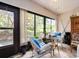 Bright sunroom features tile floors, wicker furniture, and large windows overlooking the lush landscaping at 2555 Royal Pines Cir # A, Clearwater, FL 33763